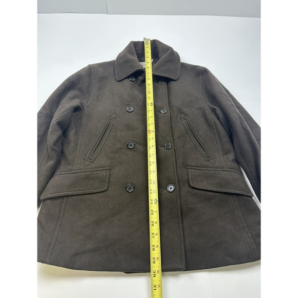 Vintage J. Crew Chocolate Brown Wool Double Breasted Pea Coat Small - Picture 3 of 7